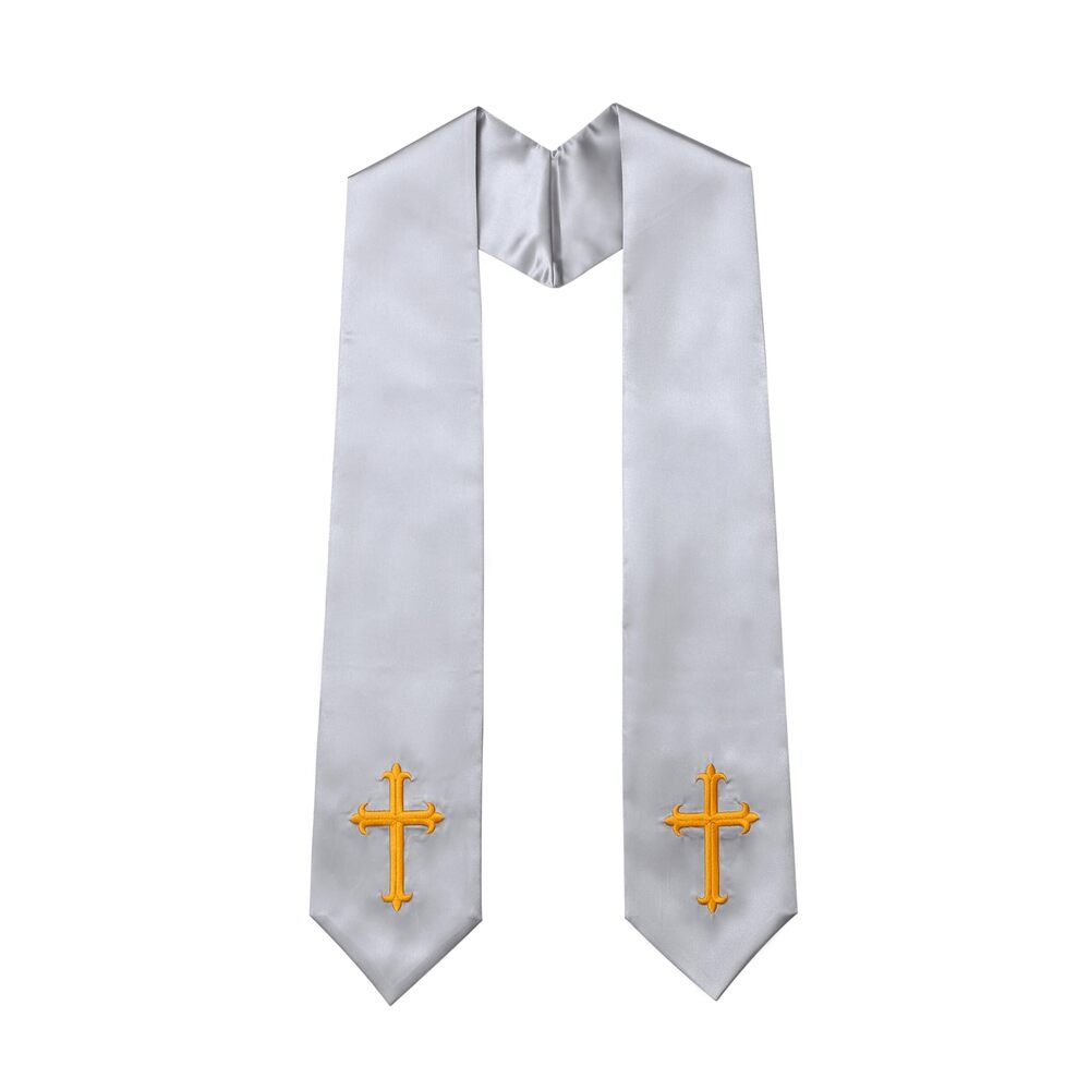 8143 Unisex Adult Clergy Stole with Embroidered Cross Wedding Stole Church